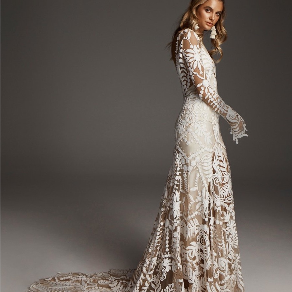 Rue De Seine Cream Lace Long Sleeve Dress